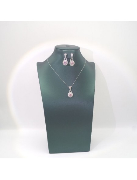 Natural pink jewel necklace set