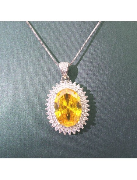 Natural citrine with jewel princess pendant necklace 