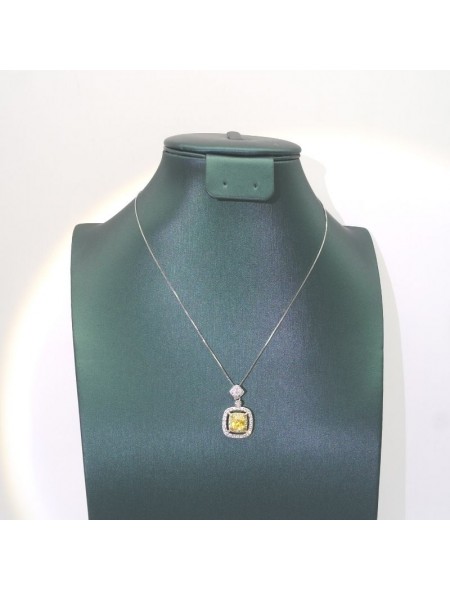 Natural citrine with princess square pendant necklace