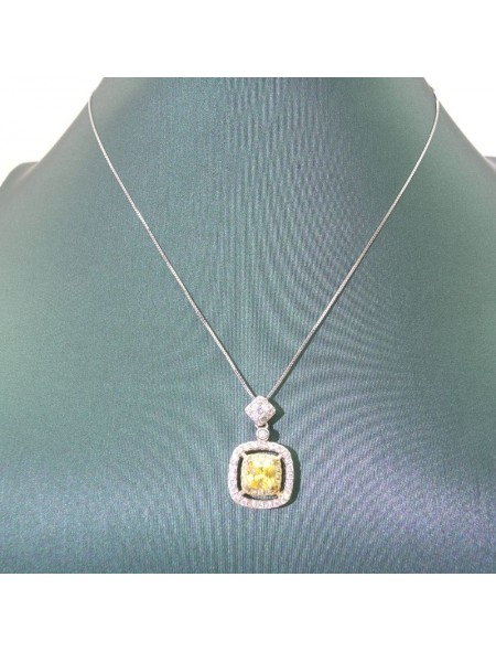 Natural citrine with princess square pendant necklace