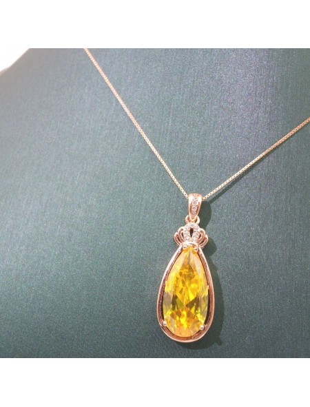 Natural Lemon Citrine with water drop pendant necklace