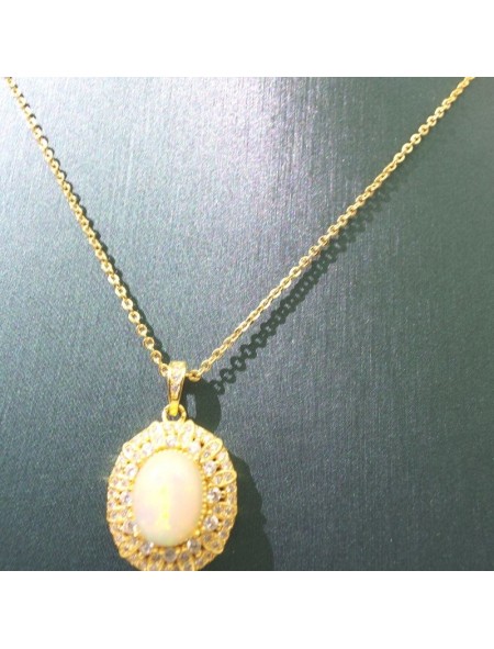 Natural opal with princess pendant necklace