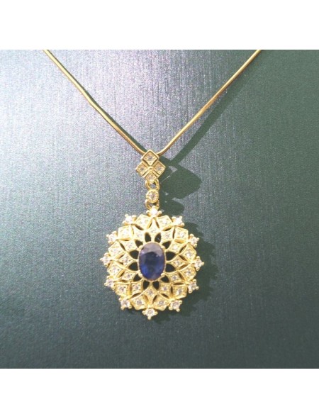 Natural sapphire with princess pendant necklace