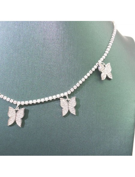 Natural Moissanite with butterfly pendant necklace