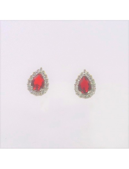 Natural ruby with water drop jewel ear stud