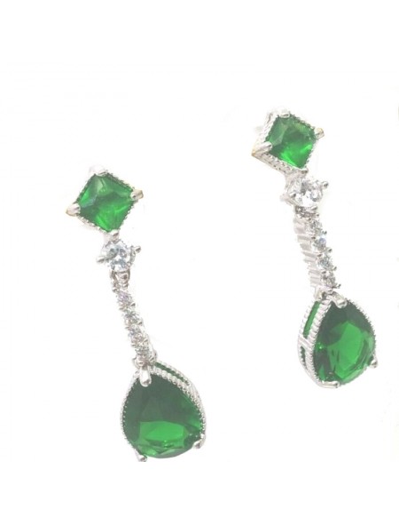 Natural Emeral with long water drop jewel earring