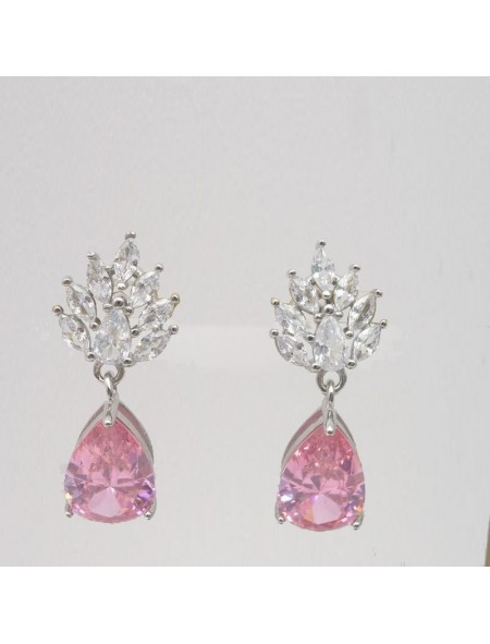 Natural Emeral/Sapphire/Pink jewel with double colour jewel ear stud