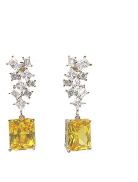 Natural Emeral with long square jewel earring