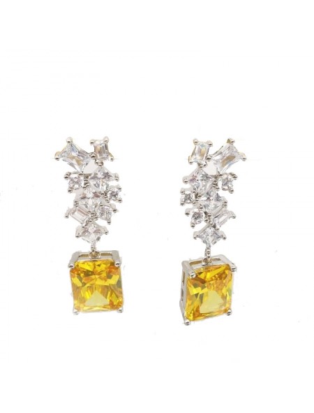 Natural Emeral with long square jewel earring