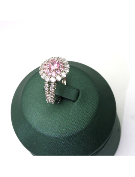 Natural Pink Gem inlaid diamond ring