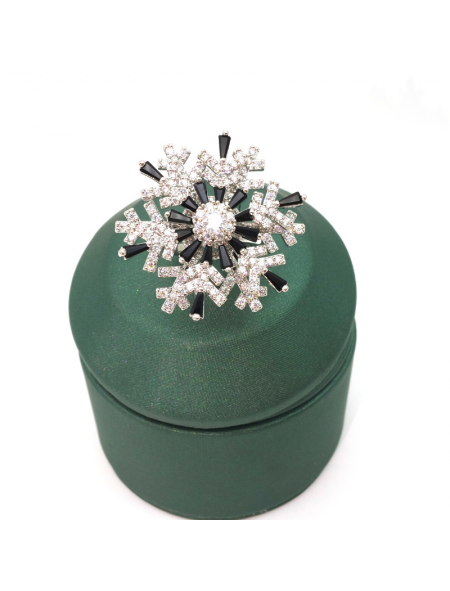 Natural gem double opening rotating snowflake ring