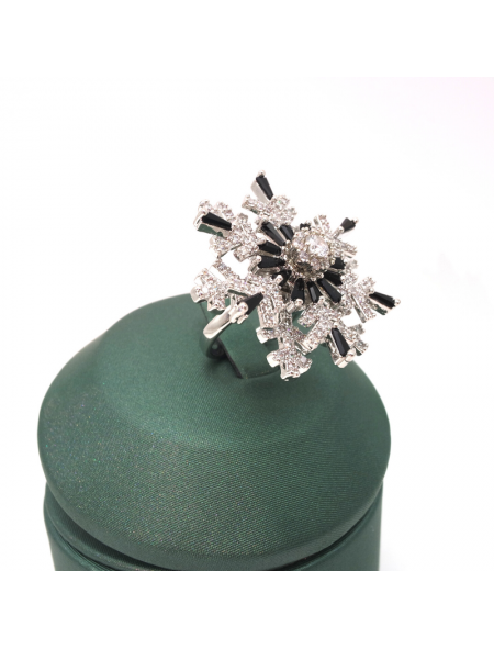 Natural gem double opening rotating snowflake ring