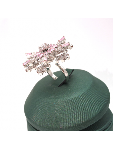 Natural gem double opening rotating snowflake ring