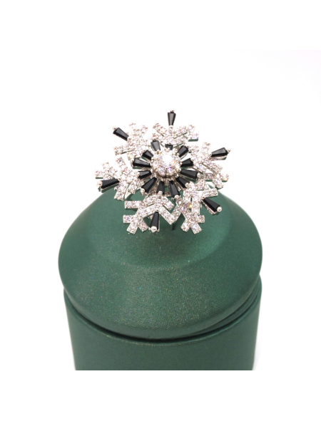 Natural gem double opening rotating snowflake ring