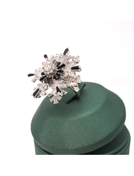 Natural gem double opening rotating snowflake ring