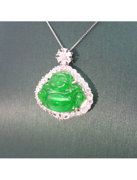 Triangular gem smiling face Buddha floret Necklace