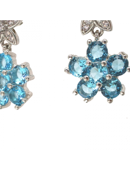 Natural sapphire five petal flower earrings