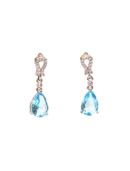 Silver Drop Sapphire Earrings