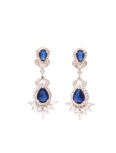 Sapphire blue water drop Flower Earrings