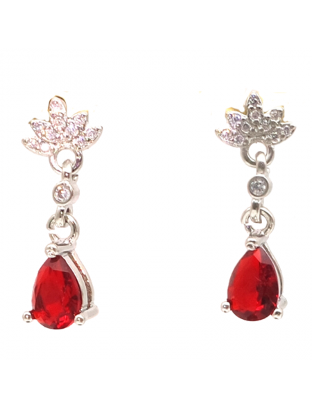 Ruby water drop floret Earrings