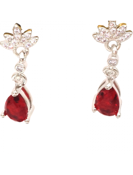 Ruby water drop floret Earrings