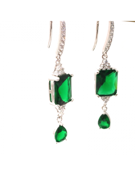 Natural emeral water drop Square Earrings