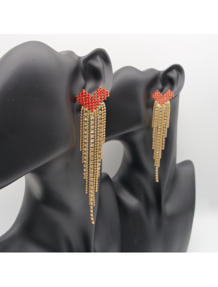 Love red tassel ear stud