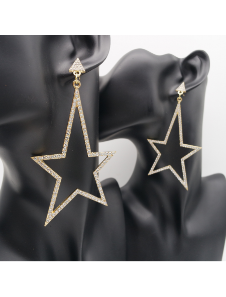 Irregular star-inlaid ear stud