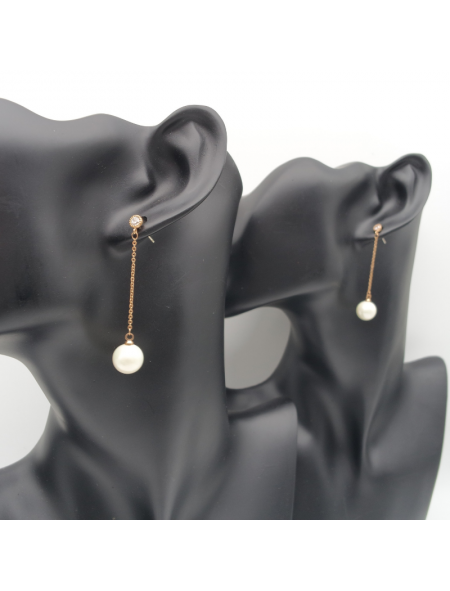 Long gold pearl ear stud