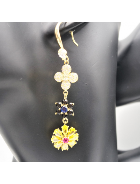 Three flower shaped zircon ear hook