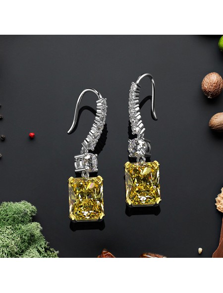 rectangular pendant high ice diamond earrings