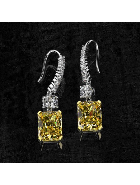 rectangular pendant high ice diamond earrings